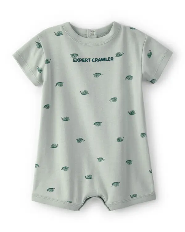 Baby Boy Snail Short-Sleeve Romper - Green