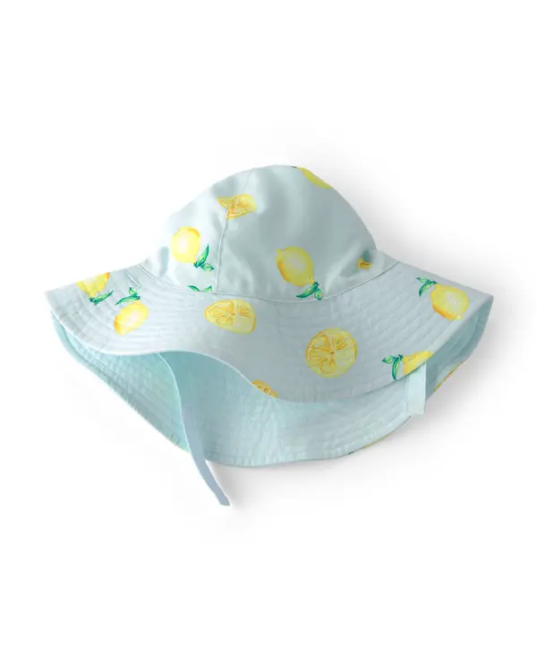 Baby Girl Reversible Lemon Swim Hat - Blue
