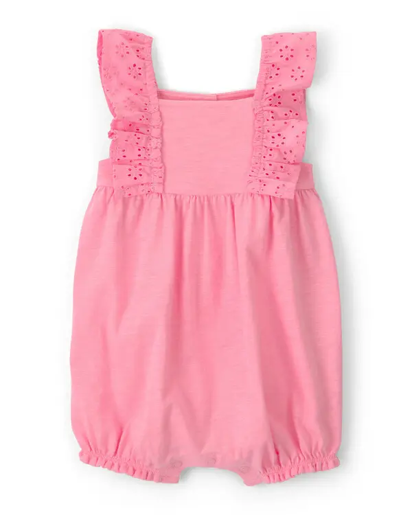 Kids Baby Girl Eyelet Sleeveless Romper - Pink