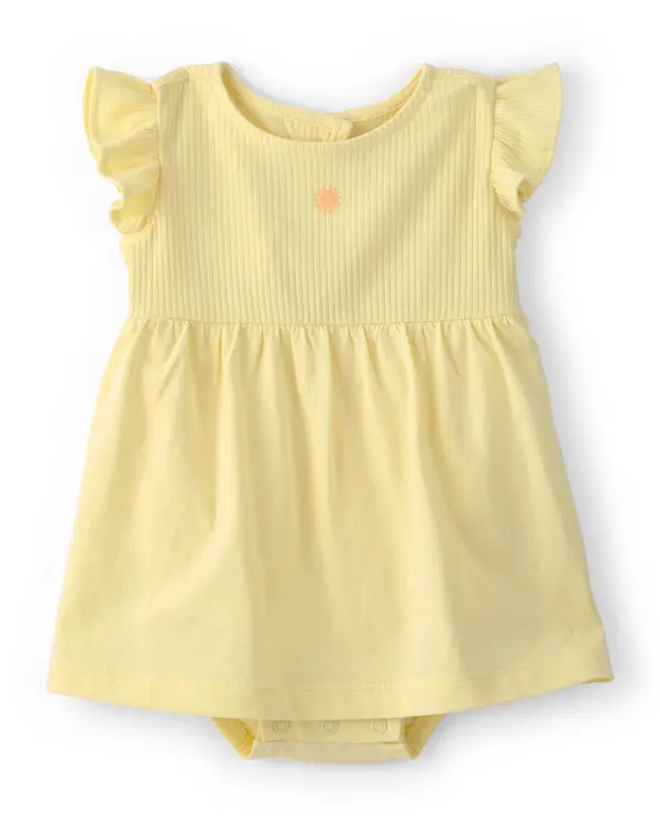 Baby Girl Sunshine Short-Sleeve Bodysuit Dress - Yellow