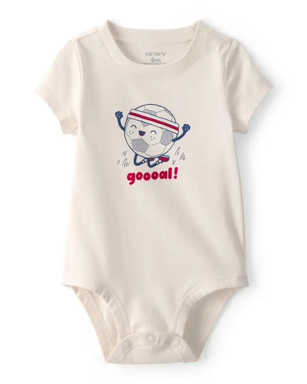 Baby Soccer Ball Graphic Bodysuit - Ivory