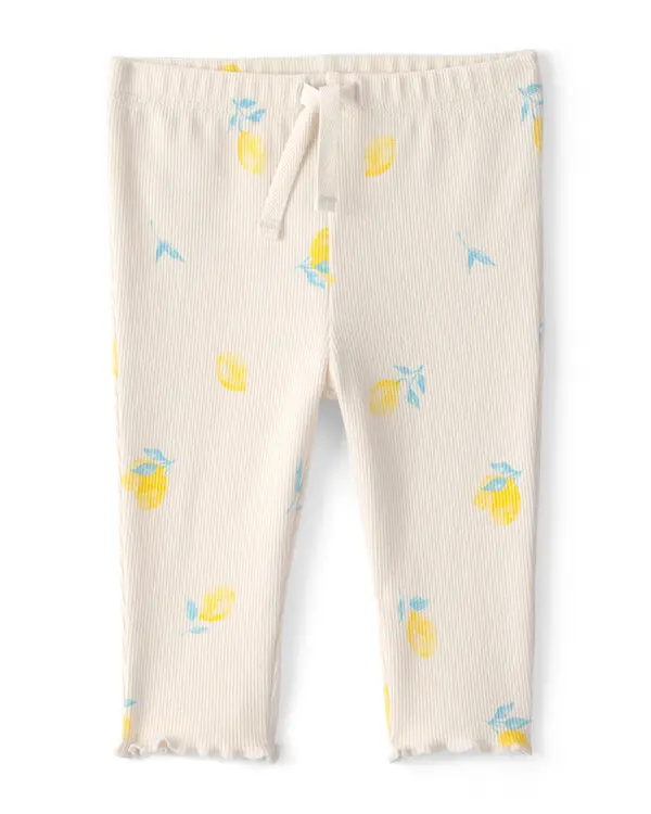 Baby Girl Lemon Rib Pants - Ivory