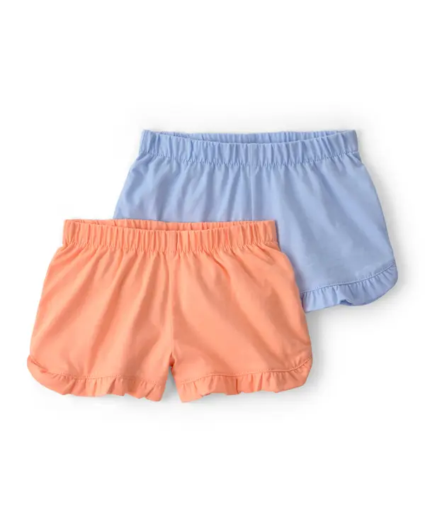 Baby Girl 2-Pack Flutter-Hem Fashion Shorts - Orange/Blue