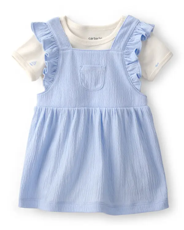 Kids Baby Girl 2-Piece Jumper Dress Set - Blue
