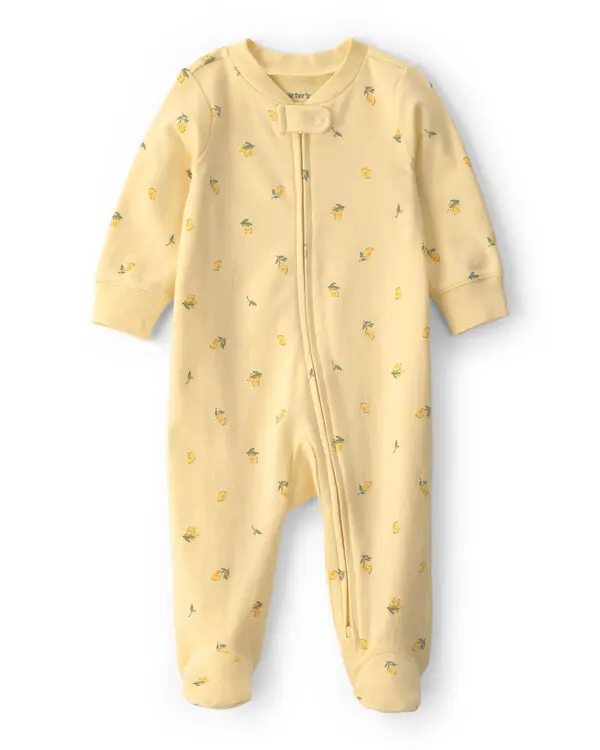 Baby Lemon 2-Way Zip 100% Cotton Sleeper - Yellow