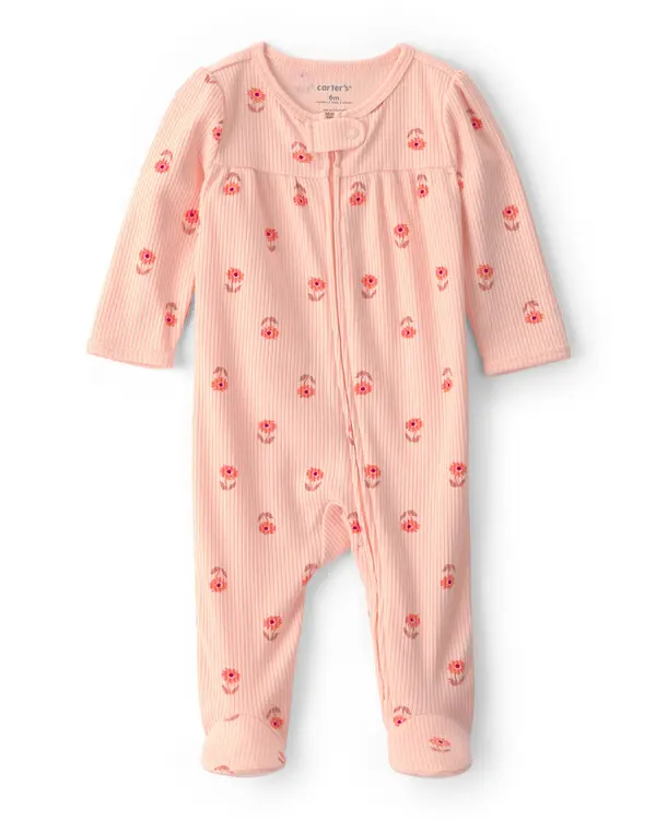 Kids Baby Girl Floral 2-Way Zip Sleeper - Orange