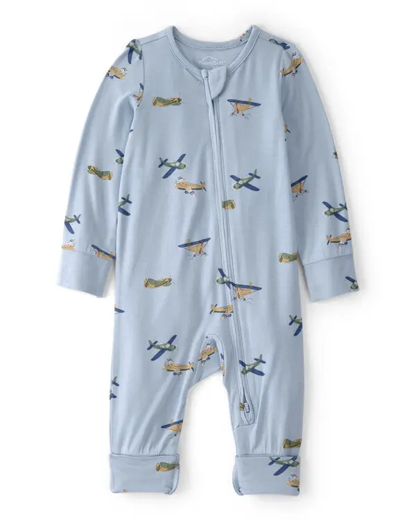  Baby Boy Plane 2-Way Zip PurelySoft Sleeper - Blue