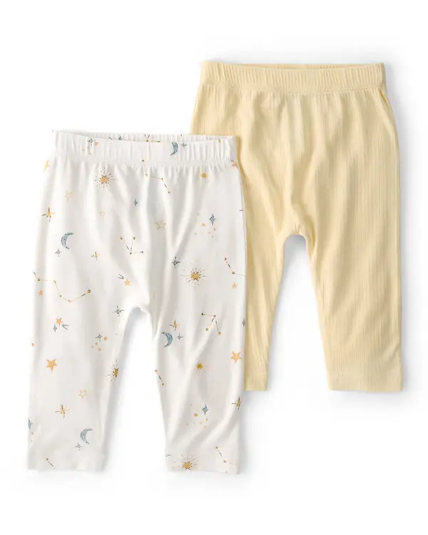  Baby 2-Pack Constellation PurelySoft Pants - White/Yellow