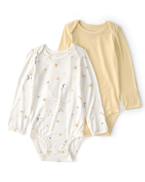  Baby 2-Pack Constellation Multipack Bodysuits - Yellow/Ivory