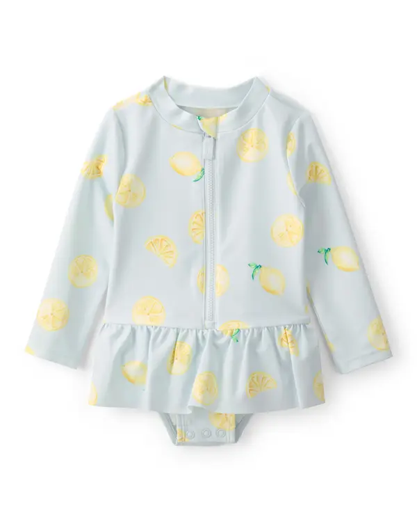  Baby Girl 1-Piece Lemon Rashguard Swimsuit - Blue