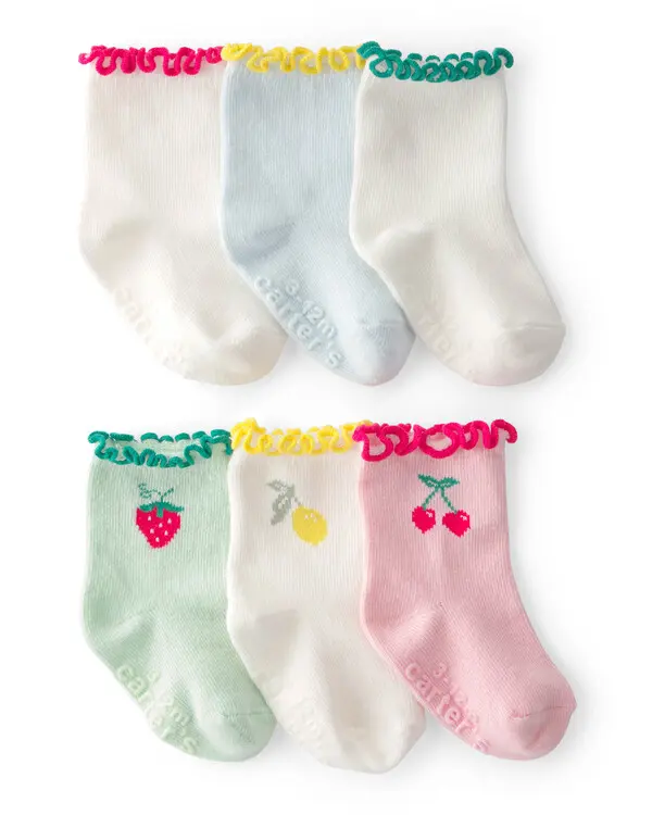  Baby Girl 6-Pack Fruit Crew Socks