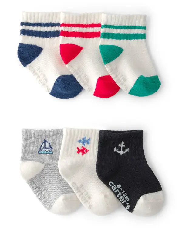  Baby Boy 6-Pack Nautical Ankle Socks