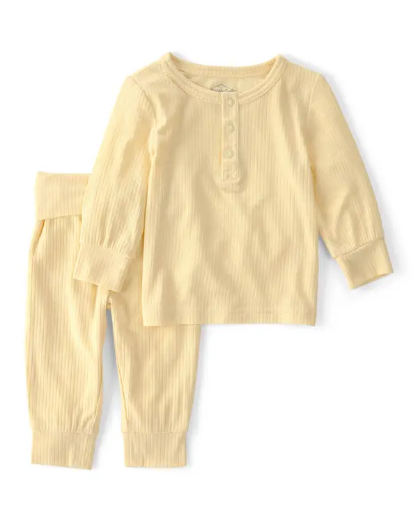  Baby 2-Piece Long-Sleeve Top & Pant Set - Yellow