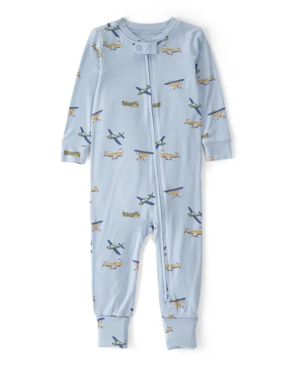  Baby Boy Plane PurelySoft 2-Way Zip 1-Piece Pyjama - Blue