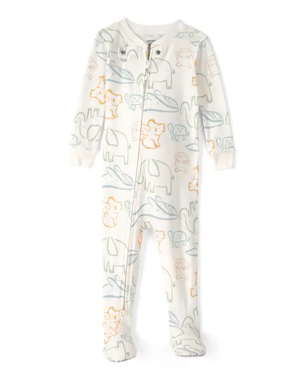  Baby Elephant 100% Cotton Snug Fit 1-Piece Pyjama Set - Ivory