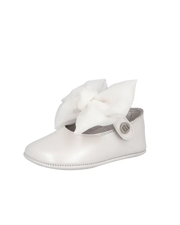 Leather Baby Ballerina with Oversized Chiffon Bow