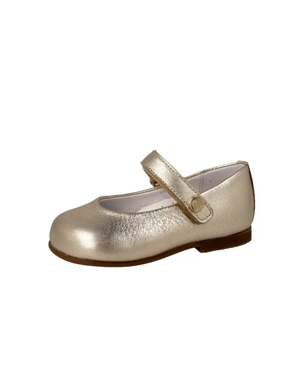Metallic Champagne Gold Leather Mary Janes Ballerina