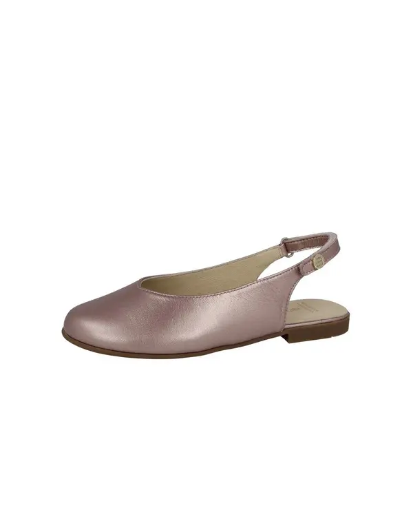 Metallic Rose Leather Slingback Ballerina
