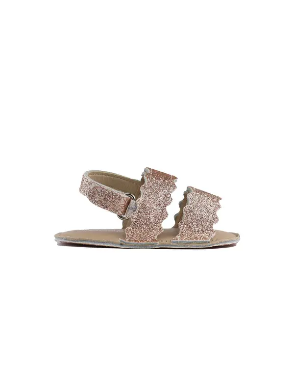 Lauren Scalloped Glitter Fabric Sandals