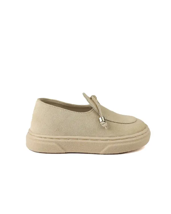 Suede Slip-On Loafers with Metallic Detail