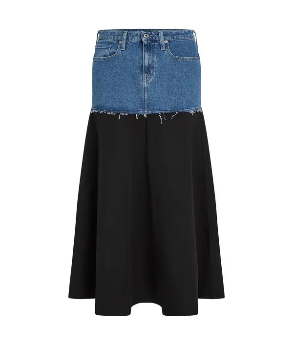 Denim Panel Maxi Skirt