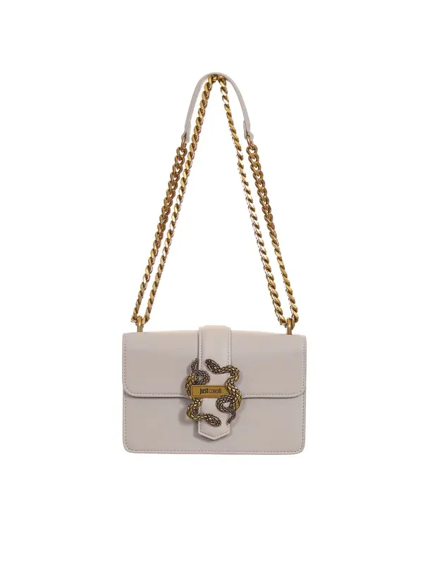 Leather Flap Shoulder Bag with Serpent Gold Hardware