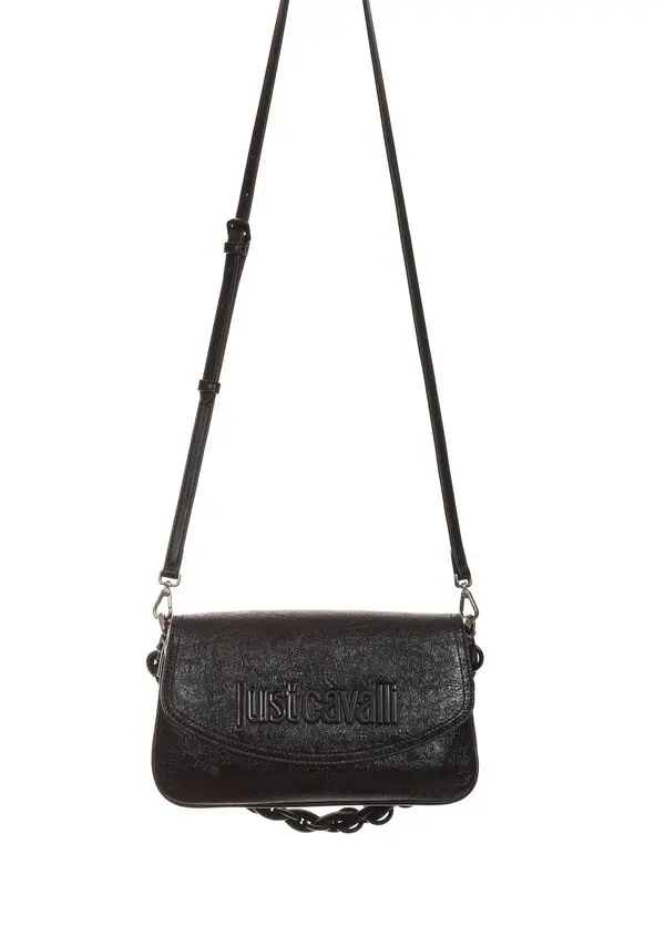Logo-Embossed Baguette Shoulder Bag with Braided Chain Handle