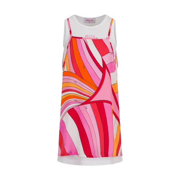 2-in-1 Tank Dress with Marmo Print Overlay