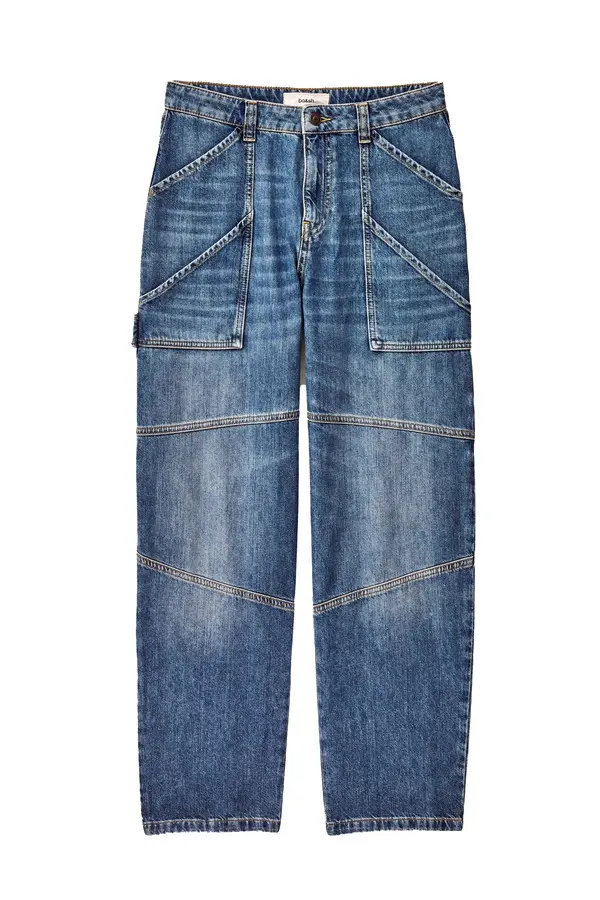 Straight Leg Textured Cargo Jeans
