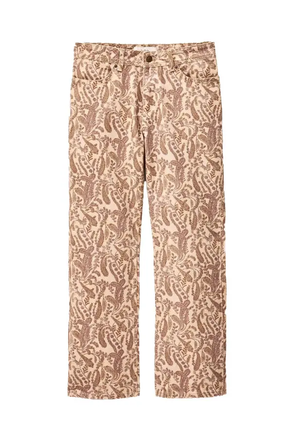 Paisley Print Straight-Leg Trousers