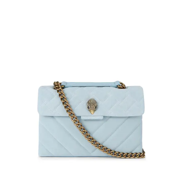Medium Quilted Suede & Leather Kensington Shoulder Bag