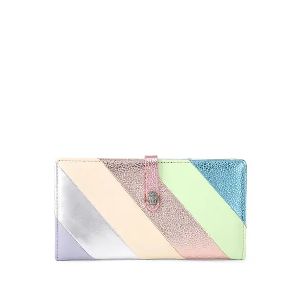 Metallic Rainbow Stripe Leather Continental Wallet