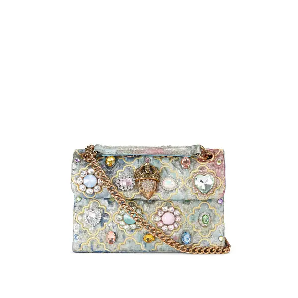 Jewel-Embellished Floral Jacquard Kensington Bag
