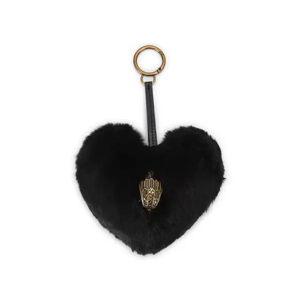 Black Heart Faux Fur Charm