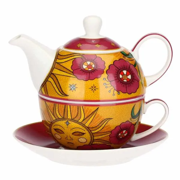 Tea4one with Sun and Moon saucer, Mirabili - Porcelain, 400 ml