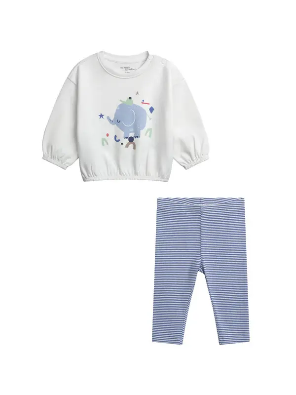 Newborn Set - Cotton Sweatshirt and Striped Leggings
