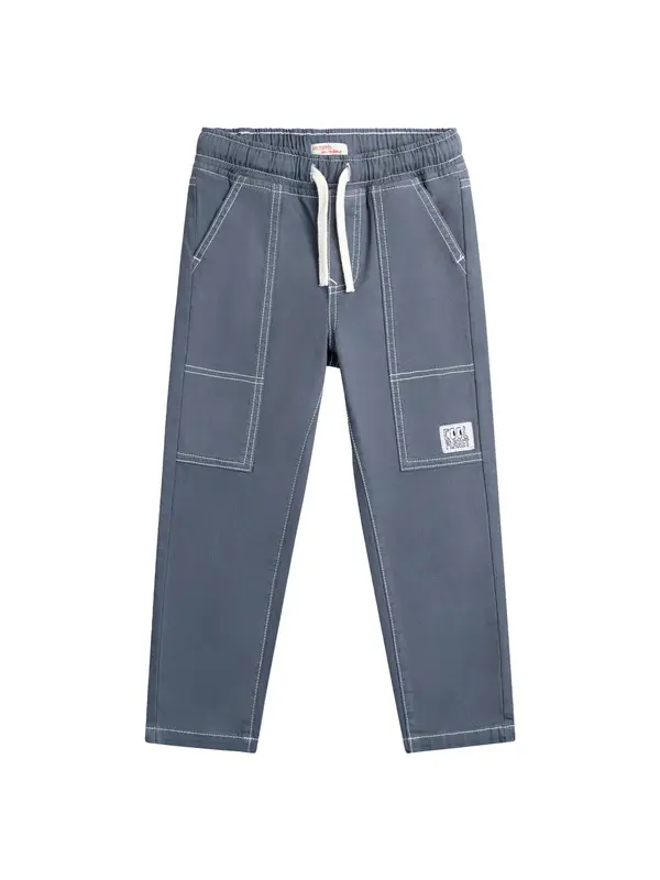 Elasticated Waistband Trousers with Contrasting Seams for boys