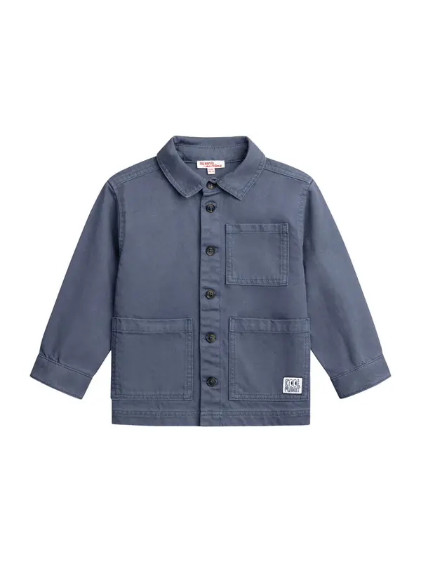 Cotton Twill Button-Down Overshirt With Pockets Image
