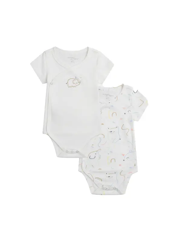 Set of 2 - Unisex Fantasy Print Short Sleeve Baby Bodys