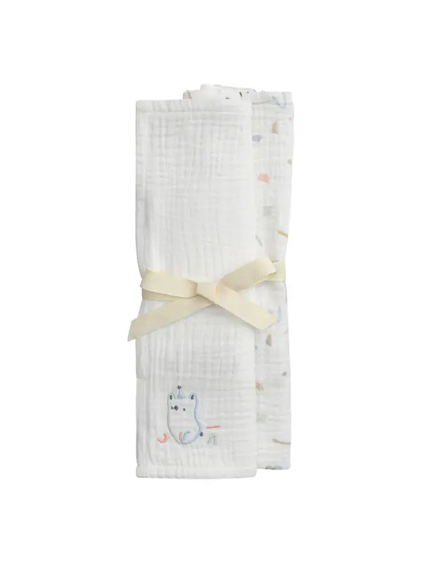 Set of 2 - Muslin Cloths with Fancy Prints
