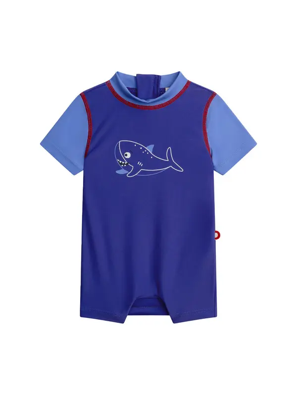 UPF 50+ Shark Sort Sleeve 1-Piece Swimsuit