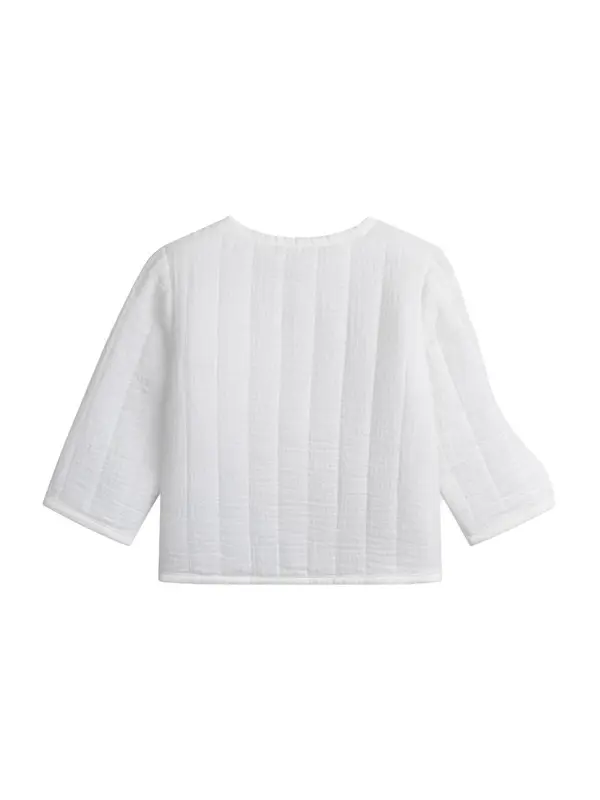 Quilted Muslin Cardigan with Bear Pocket