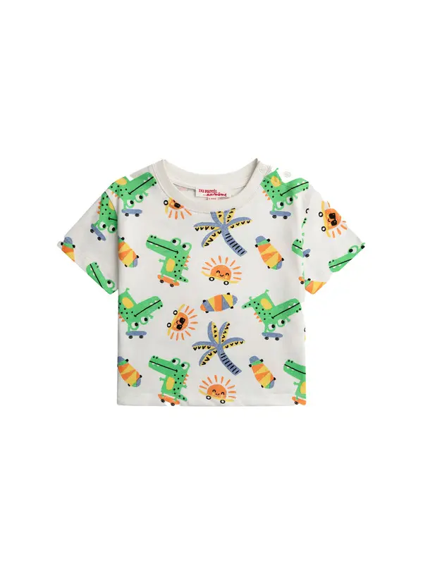 Kids Baby Girl Skater Crocodile All-Over Print Short Sleeve T-shirt