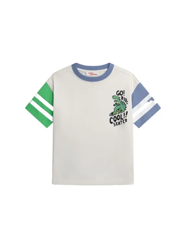 Kids Boys Cool Skater" Dino Colorblock Short Sleeve T-shirt
