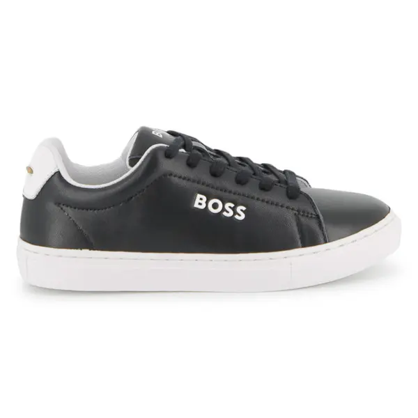 Leather Lace Up Sneaker with Logo