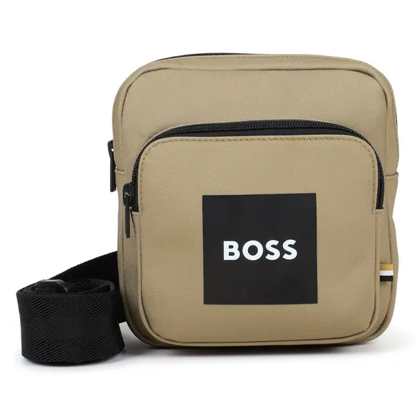 Polyester Crossbody Bag with Front Zip & Logo Patch