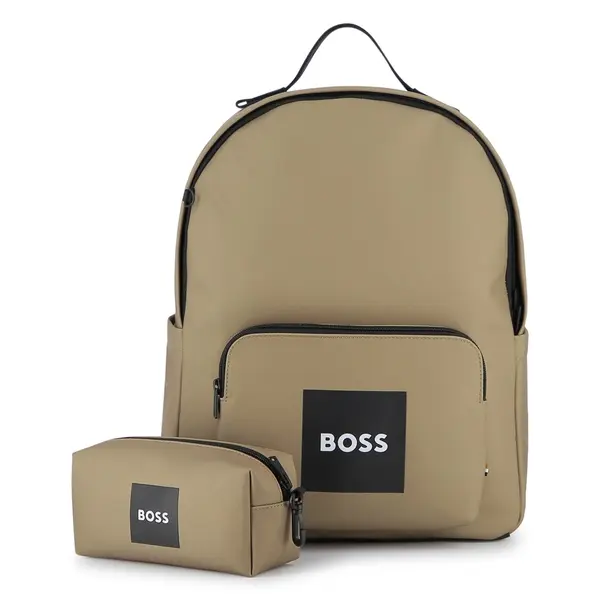 Logo Patch Polyester Backpack Bag with Case