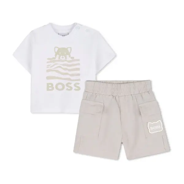 Cotton Knit T-shirt with Cotton Shorts Set