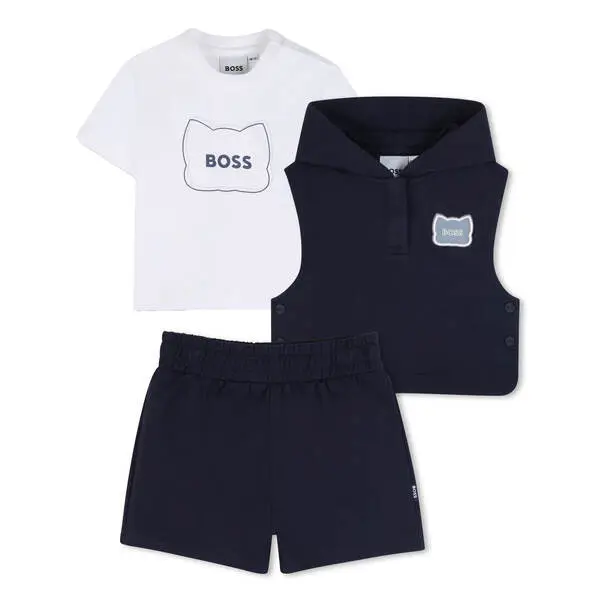 Hooded Sleeveless Shorts Cotton Tracksuit Set
