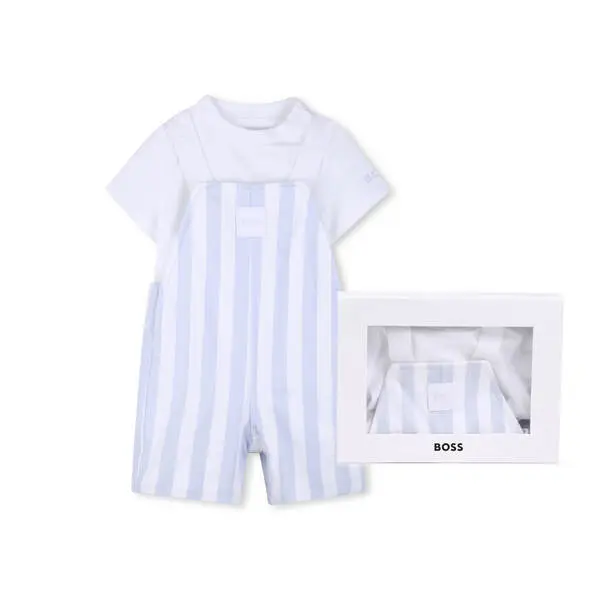 Striped Dungarees & Short Sleeve T-shirt Set